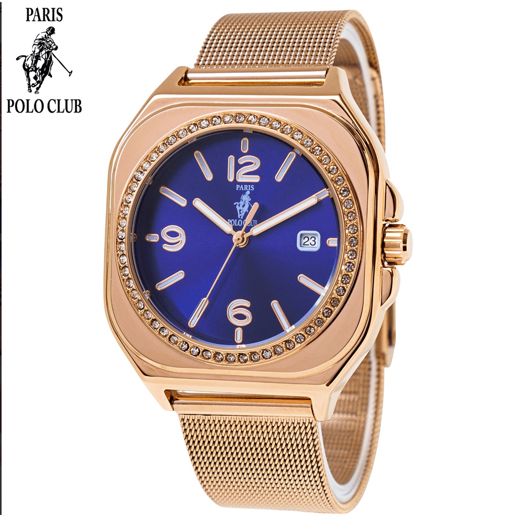 นาฬิกา Polo Club 3PP-2003656L-BU สายสีโรสโกลด์ หน้าปัดสีน้ำเงิน