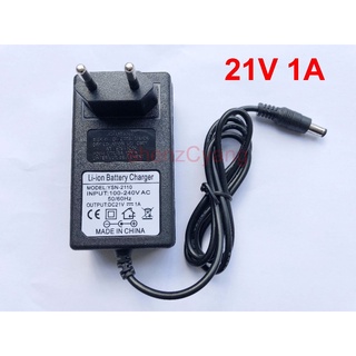 อะแดปเตอร์ชาร์จพาวเวอร์ซัพพลาย AC DC 21V 1000mA 1A 5.5 มม. X 2.1 มม.-2.5 มม. EU 21V คุณภาพสูง สําหรับแบตเตอรี่ลิเธียม 1 ชิ้น