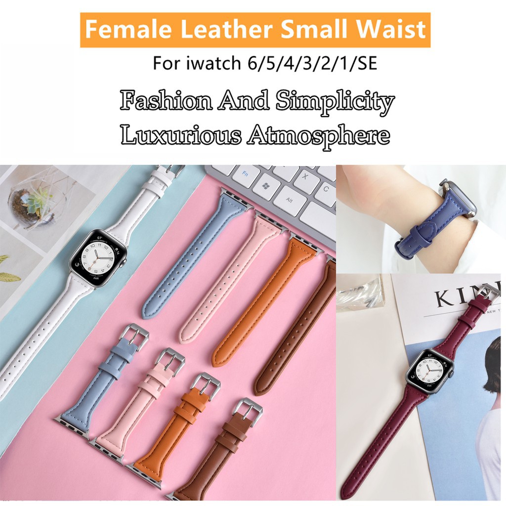 สุดหรูหนังอินเทรนด์เอวเล็กสำหรับ For iwatch 7/8/ultra/SE/5/4/3/2/1 / SE Simple Creative Personality หญิง For สายนาฬิกา Apple Size 38-40-41มม / 42-44-45-49มม