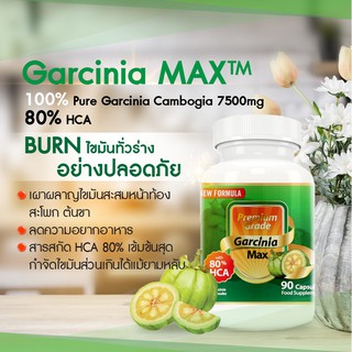 เบิร์นไขมันสะสม ลดพุง ลดน้ำหนัก Garcinia Max สารสกัดธรรมชาติ แพค 90 แคปซูล (Evolutionary Slimming, UK)