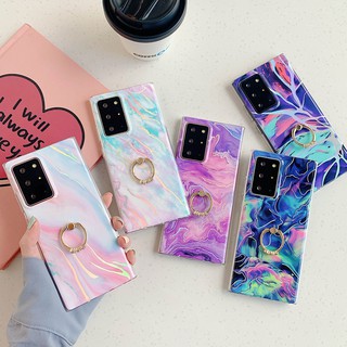 แฟชั่น มีสีสัน หินอ่อน แหวน เคส Samsung Galaxy s8 s9 plus + s10 plus note8 note9 note10 plus case tpu ซิลิก้าเจล เปลือกนิ่ม