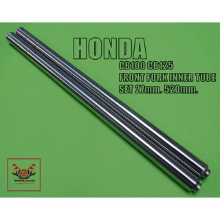 HONDA CB100 CB125 FRONT FORK INNER TUBE A PAIR "CHROME" (กว้าง 8ซม/ยาว 68ซม/สูง 5ซม)  //  แกนโช๊ค เซ็ทคู่ ชุบโครเมี่ยม