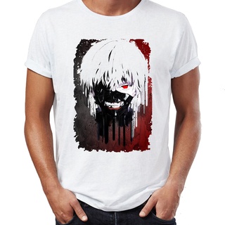 เสื้อยืดแขนสั้น พิมพ์ลายหมึก Tokyo Ghoul Ken Kaneki สีขาว แฟชั่นสําหรับผู้ชาย 20 2022S-5XL