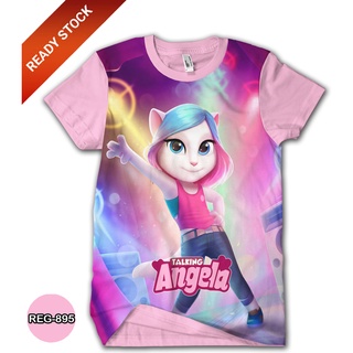 เสื้อยืด พิมพ์ลาย My Talking Angela 3D สําหรับเด็กผู้หญิง REG-895