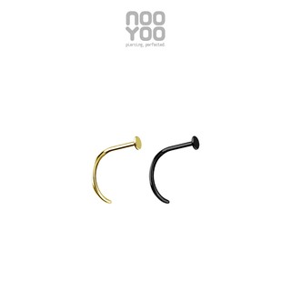 NooYoo จิวจมูกสำหรับผิวแพ้ง่าย Nose Pigtail Disc Gold PVD