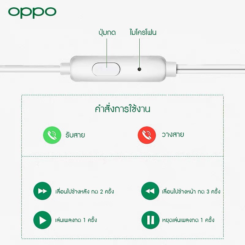สำหรับ หูฟัง OPPO R9 ของแท้ 100%ใช้กับมือถือ oppo ทุกรุ่น