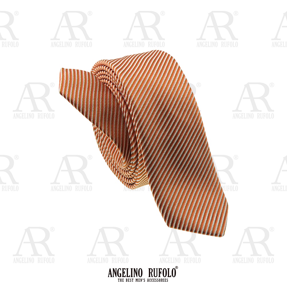 ANGELINO RUFOLO Necktie(NTSL-ทาง016) เนคไทผ้าไหมทออิตาลี่คุณภาพเยี่ยมดีไซน์ Stripe สีกรม/น้ำเงิน/ฟ้า/เทา/ส้ม/เลือดหมู