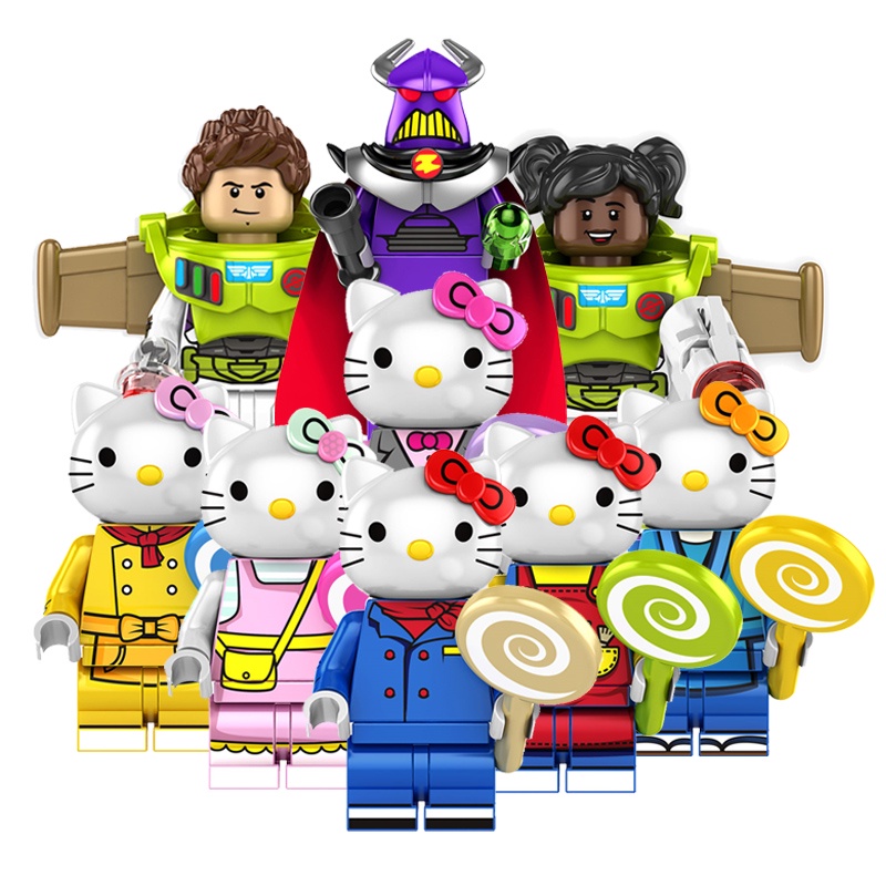 ฟิกเกอร์ตัวต่อ รูปแมวคิตตี้ Buzz Light Year Lzzy Hawt Horne Zach ขนาดเล็ก ของเล่นสําหรับเด็ก