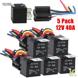 12 V 30 / 40 AMP 5-Pin SPDT Automotive Relay สำหรับรถยนต์ 5 ชิ้น / ชุด