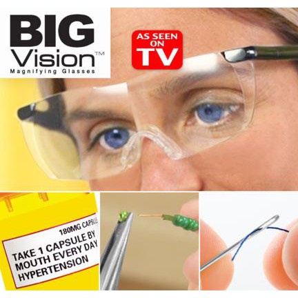 แว่นกันแดด Big Vision Eyewear แว่นตาขยายไร้มือจับ แว่นขยายชนิดสวมใส่ ขยายชัดถึง 160 %