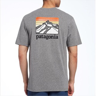 [S-5XL]เสื้อยืดลําลอง ผ้าฝ้าย แขนสั้น พิมพ์ลายโลโก้ Patagonia สําหรับผู้ชาย