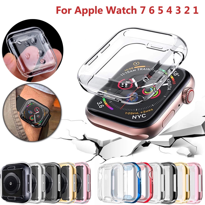 เคสซิลิโคนกันรอยหน้าจอสําหรับ Apple Watch 41 มม. 45 มม. สําหรับ IWatch Series 7 6 5 SE