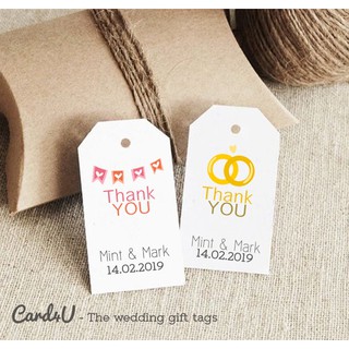 (แพค 50) ป้ายแท็กของชำร่วย Thank You Wedding Gift Tag – เปลี่ยนข้อความได้