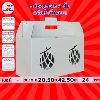 กล่องลูกฟูก 3 ชั้น 20.50x42.50x24.00cm (กล่องเมล่อน+แผ่นรอง 2 ลูกใหญ่) (แพ็ค 10)