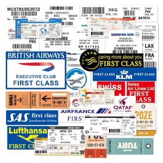 Airline Boarding Pass ตั๋วโดยสาร สติกเกอร์กันน้ำรูปแบบที่แตกต่างกัน, 30 ชิ้น