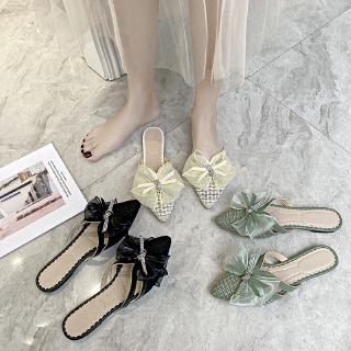 🔥Hot Sale Pointed slippers female summer net red flat bottom Baotou wear sandals female new Korean version of the fairy