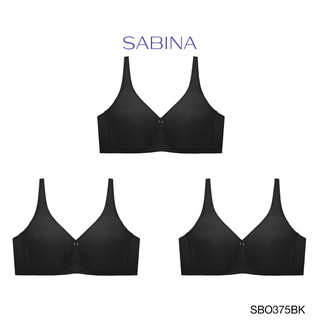 Sabina เสื้อชั้นใน Invisible Wire (Set 3 ชิ้น) (ไม่มีโครง) รุ่น Function Bra รหัส SBO375BK สีดำ