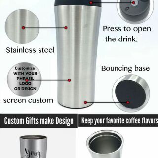 Coffee cup Stainless Steel แก้วกาแฟสแตนเลส 304 ฝากด ฐานลองกันกระแทก งานหรู เก็บร้อน/เย็น 8-10 ชม.