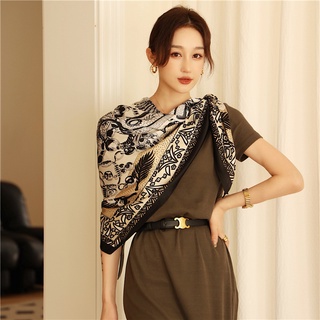 LISA ผ้าพันคอแฟชั่น 110X110 ซม. ผ้าพันคอสี่เหลี่ยมพิมพ์ผ้าพั…