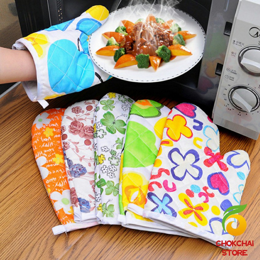 Chok  ถุงมือกันความร้อน   ถุงมือไมโครเวฟ  จัดเก็บสะดวก จัดส่งคละลาย Cooking gloves