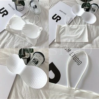 สินค้าพร้อมส่างจากไทย💥LoveIs Bra💥 (N114) สายเดียว Crop ผ้าไหม ผ้าลื่นมาก ใส่แบบ Cool Cool