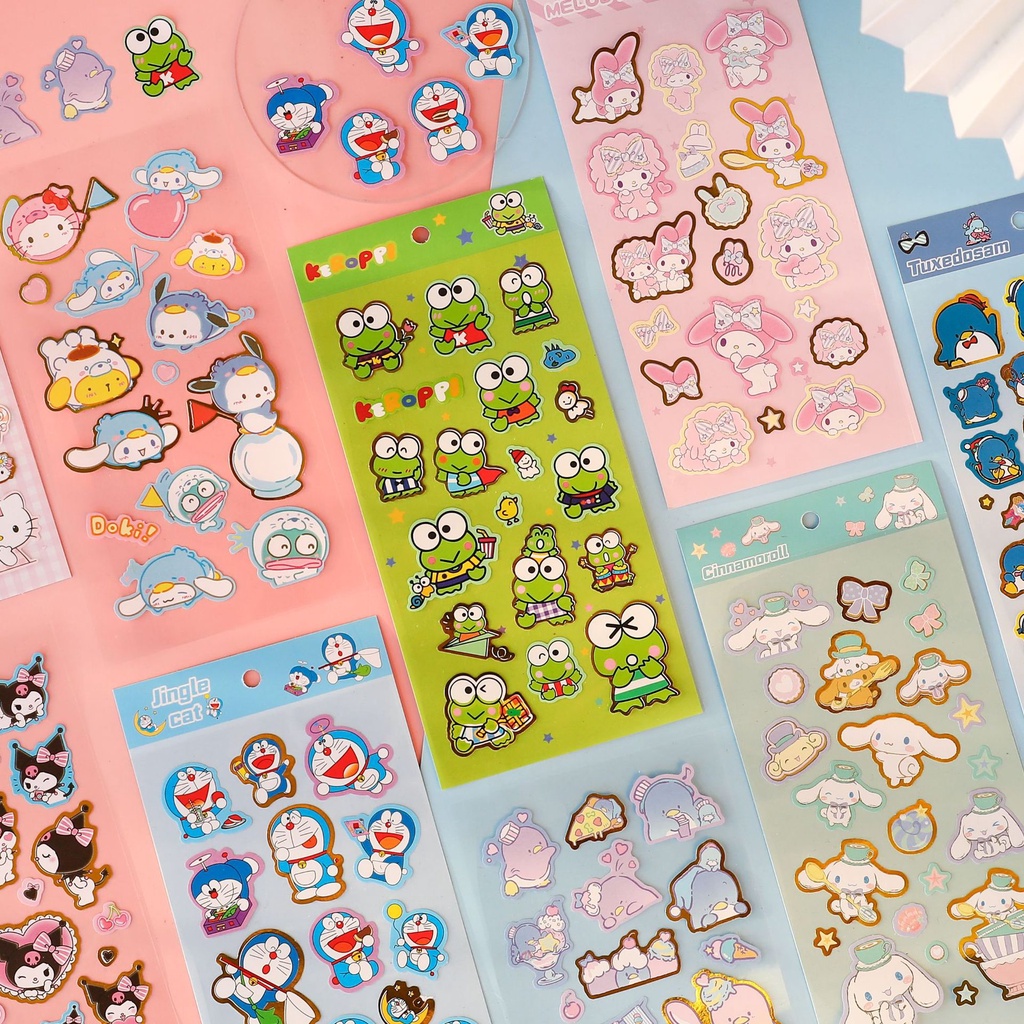 การ์ตูนสัตว์สติ๊กเกอร์กันน้ํา Pvc Melody Kitty Luromi Diy เครื่องเขียนสติ๊กเกอร์ถ้วยน้ํา