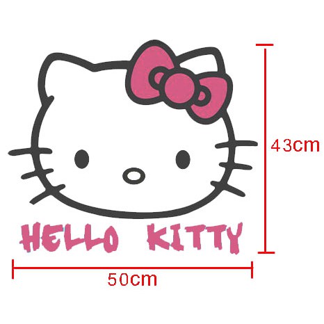สติ๊กเกอร์ ตัด ลายเส้น Hello Kitty หน้า แมว คิตตี้ + คำว่า Hello Kitty 50 x 43 cm ติด แต่ง รถ Sticker PVC Decals Vinyl