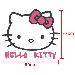 สติ๊กเกอร์ ตัด ลายเส้น Hello Kitty หน้า แมว คิตตี้ + คำว่า Hello Kitty 50 x 43 cm ติด แต่ง รถ Sticker PVC Decals Vinyl