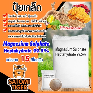 แม่ปุ๋ยเกล็ด ปุ๋ยแมกนีเซี่ยมซัลเฟต เฮปตะไฮเดรต Magnesium Sulphate Heptahydrate แพ็ค 15 กิโลกรัม ปุ๋ยละลาย ปุ๋ยไฮโด