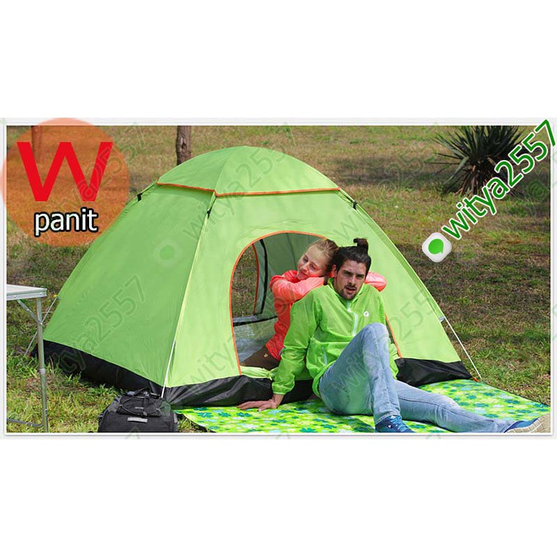 Jip tent เต็นท์ 2 ประตู  แบบโยน แล้วกาง หรือ  เต้น สปริง Pop up นอน 3 - 4 คน  ขนาด  190x190x135 cm.