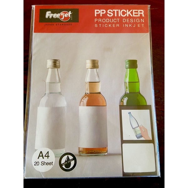 กระดาษสติ๊กเกอร์ สำหรับเครื่องพิมพ์ inkjet 20 sheet ตรา Freejet (PP Sticker)