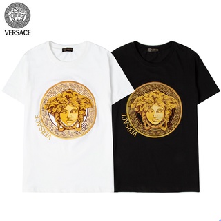 เสื้อยืด ขนาดใหญ่ ปักลาย Milano Gianni Versace Medusa สีทอง