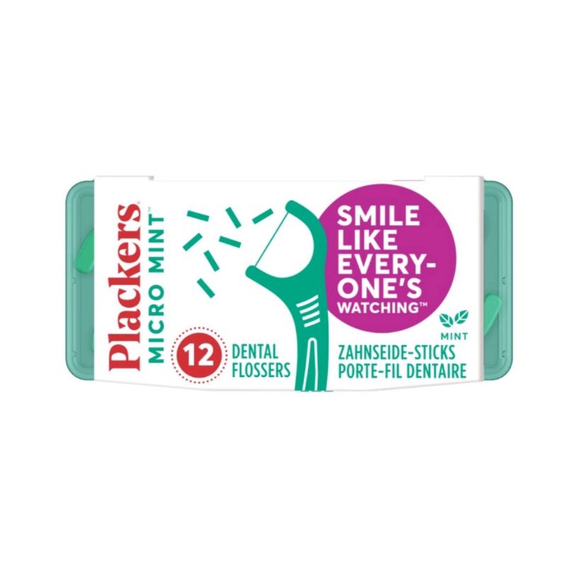 Plackers Flosser Micro Mint Travel with Box 12 ชิ้น ไหมขัดฟันแบบมีด้ามจับพร้อมกล่อง (พร้อมส่ง จาก กท