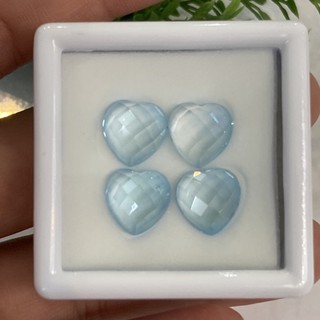 พลอยบลูโทพาซ Sky Blue Topaz หัวใจ 10x10 เจียรหน้าตาราง เหลี่ยมสัปปะรด