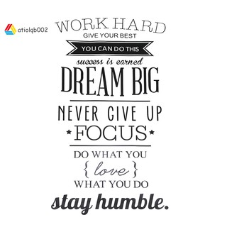 (ll) work hard dream big สติ๊กเกอร์สําหรับติดตกแต่งผนังบ้านออฟฟิศ