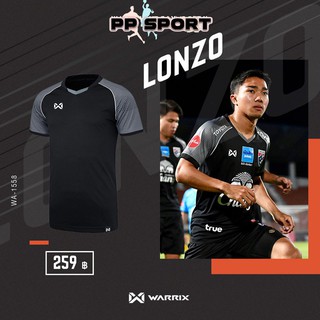 เสื้อฟุตบอลคอวีแขนสั้นสีดำ Football Warrix LONZO WA 1558 Size S-3L