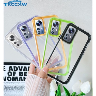 3-in-1 เคสโทรศัพท์มือถือแบบใส กันกระแทก สีมาการอง สําหรับ Xiaomi Mi 12X 12 Pro Mi 11 Lite Mi 11 Pro 10S