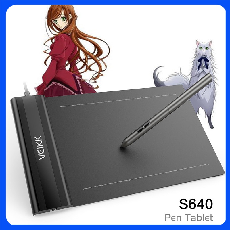 VEIKK S640 แท็บเล็ตการวาดภาพกราฟิก OSU 6X4 นิ้วพร้อมแท็บเล็ตดิจิตอลปากกาฟรีสําหรับเด็กเริ่มต้น