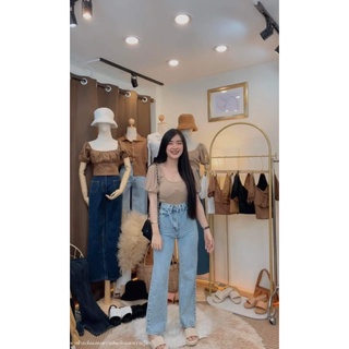 กระบอกเรียบสียีนส์ซีดมาก ป้าย TP SHOP  k104 ่คหนึ่งศูนย์สี่