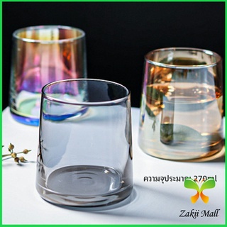 Zakii Mall ถ้วยแก้ว สั้นสีโฮโลแกรม แก้วสีรุ้ง พร้อมส่ง ของขวัญวันเกิด glass cup