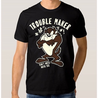 [S-5XL]เสื้อยืดลําลอง แขนสั้น พิมพ์ลาย Taz Trouble Maker Tasian Devil Looney Tunes สีดํา สไตล์คลาสสิก ไม่ซ้ําใคร สําหร