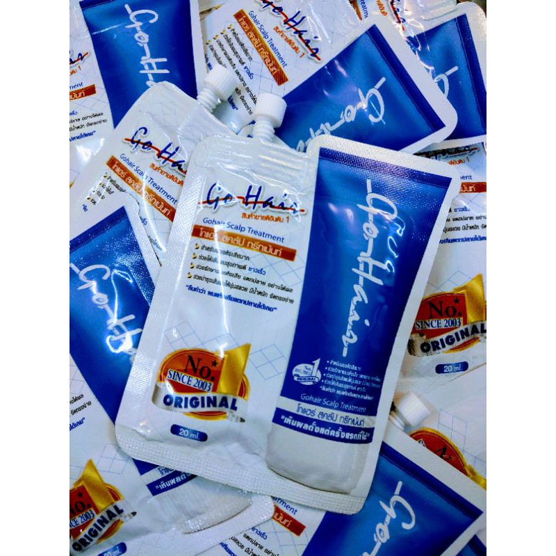 [แบบซองx6 ทรีทเมนท์ซองน้ำเงิน] GO HAIR Extra Milk Treatment 12ml X6 โกแฮร์น้ำเงิน ครีมน้ำนม ผมเส้นใหญ่ ผมแห้ง ครีมหมักผม