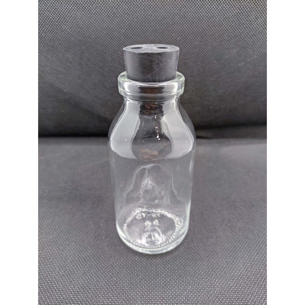 ขวดแก้วใส DIY 100 ml.พร้อมจุกปิดขวดแบบจุกยาง No.10 (เจาะ 2 รู)