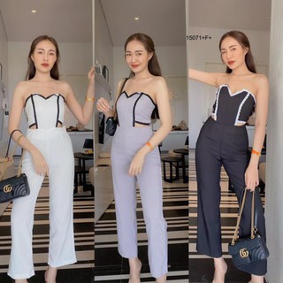 *15071👚Jumpsuit จั้มสูทเกาะอก👖