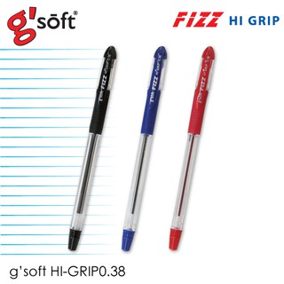 ปากกาลูกลื่นเจล gsoft HI GRIP 0.38 (น้ำเงิน/แดง/ดำ)