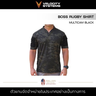 Velocity Systems - BOSS Rugby Shirt [ Multicam Black ] เสื้อยืดชาย สีดำลายพลาง ใส่สบาย ใส่นอน ออกกำลังกาย ผ้าระบายอากาศ