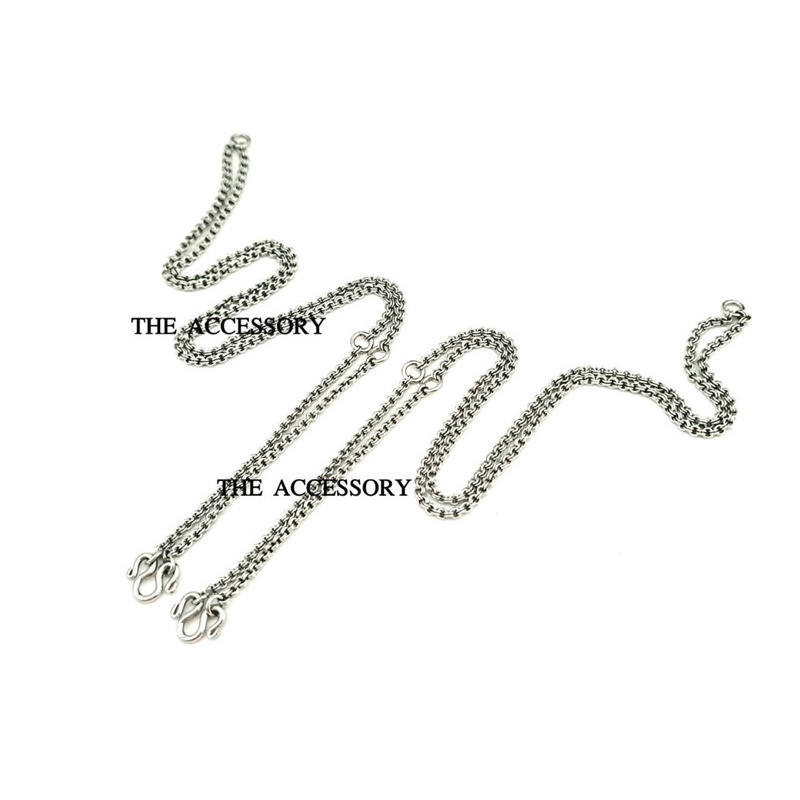 💓💗สร้อยสแตนเลส ลายห่วงคู่เกรด AAA  ห้อยพระ หน้า 3  องค์  หลัง 1 องค์  มีความยาว 24