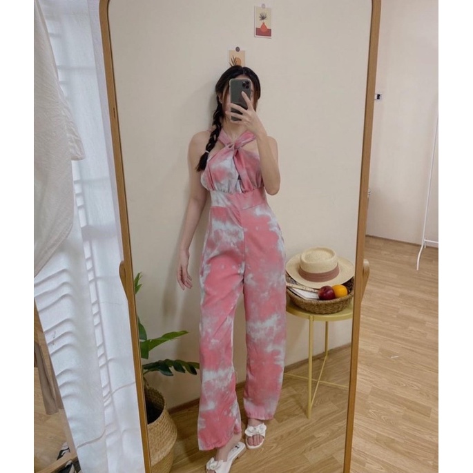 NVB1501 จั๊มพ์สูทขายาวไขว้คอ