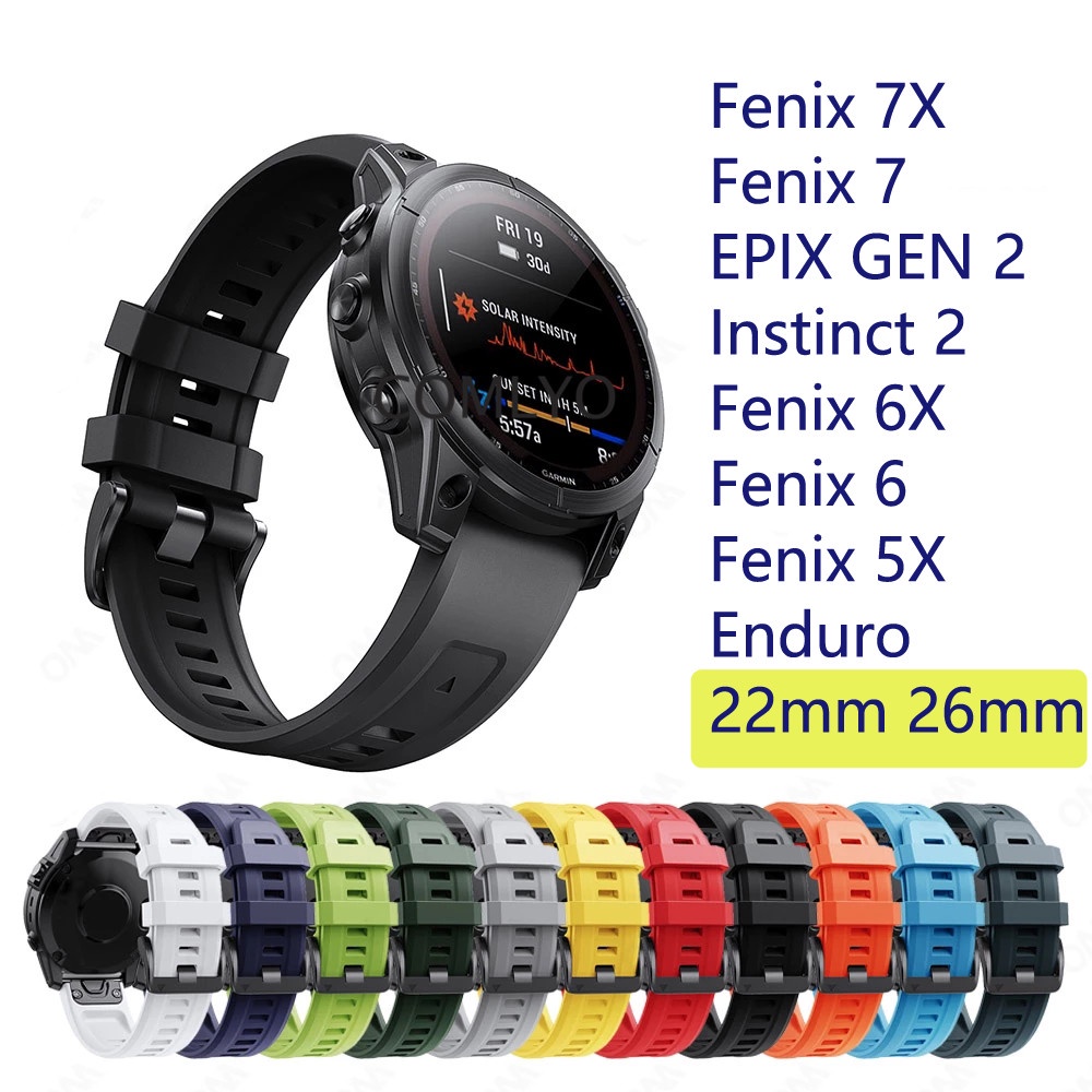 For Garmin Fenix 7X 7 6X 6 PRO Solar 5 5X PLUS EPIX GEN 2 Instinct 2 Tactical Sports Enduro Tactix Delta สายนาฬิกาข้อมือ ซิลิโคน กันฝุ่น ปลดไว 22 มม. 26 มม. อุปกรณ์เสริม สําหรับ