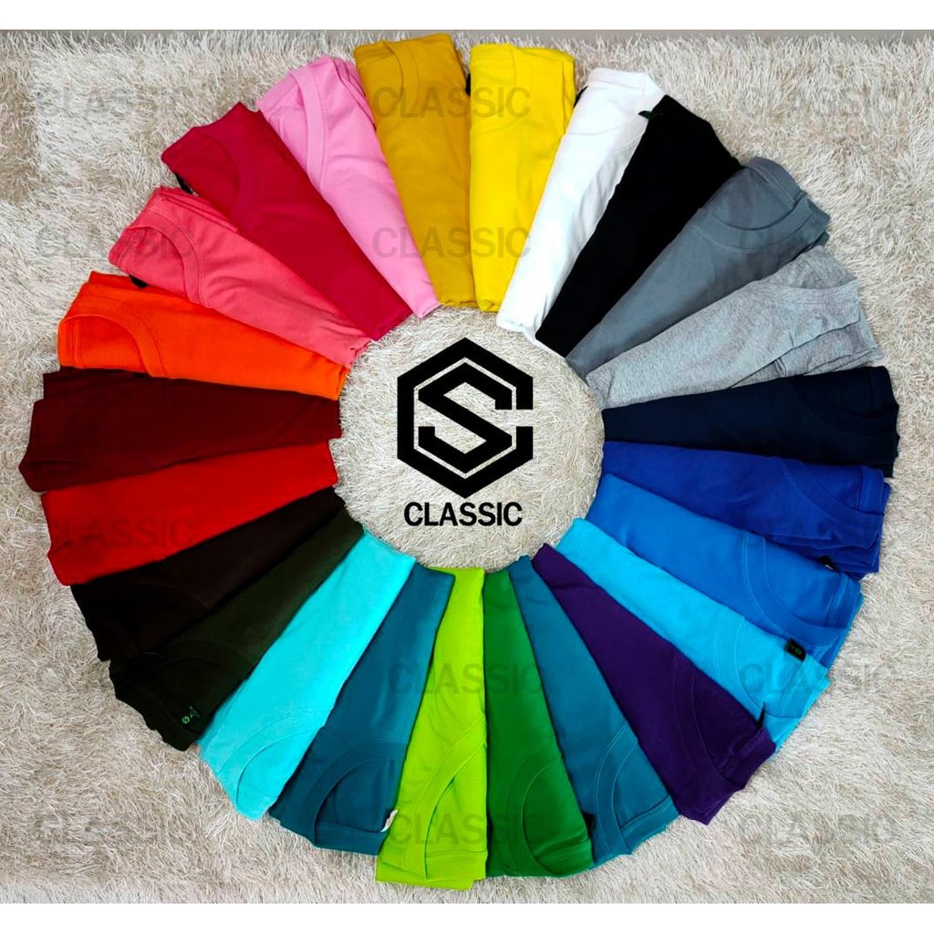 เสื้อยืดสีพื้น แขนสั้น คอกลมหลากสี ผ้าCotton 100% T-shirt By CS